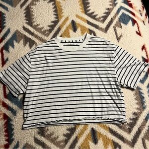 Abercrombie Striped Navy and White Cropped T-Shirt